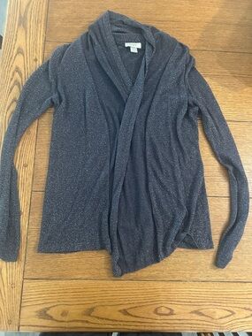 LOFT Women's Sparkle Open-Front Cardigan - Navy